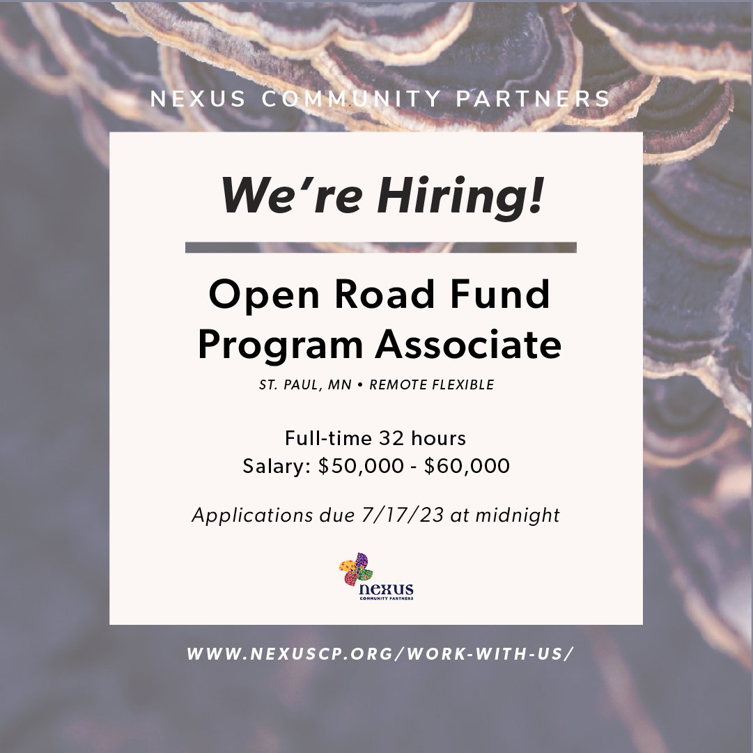 Nexus is seeking an Open Road Fund Program Associate to support the design and implementation of the Open Road Fund. Apply by Monday July 17th, 2023 here: nexuscp.apscareerportal.com/jobs/2082449/a…