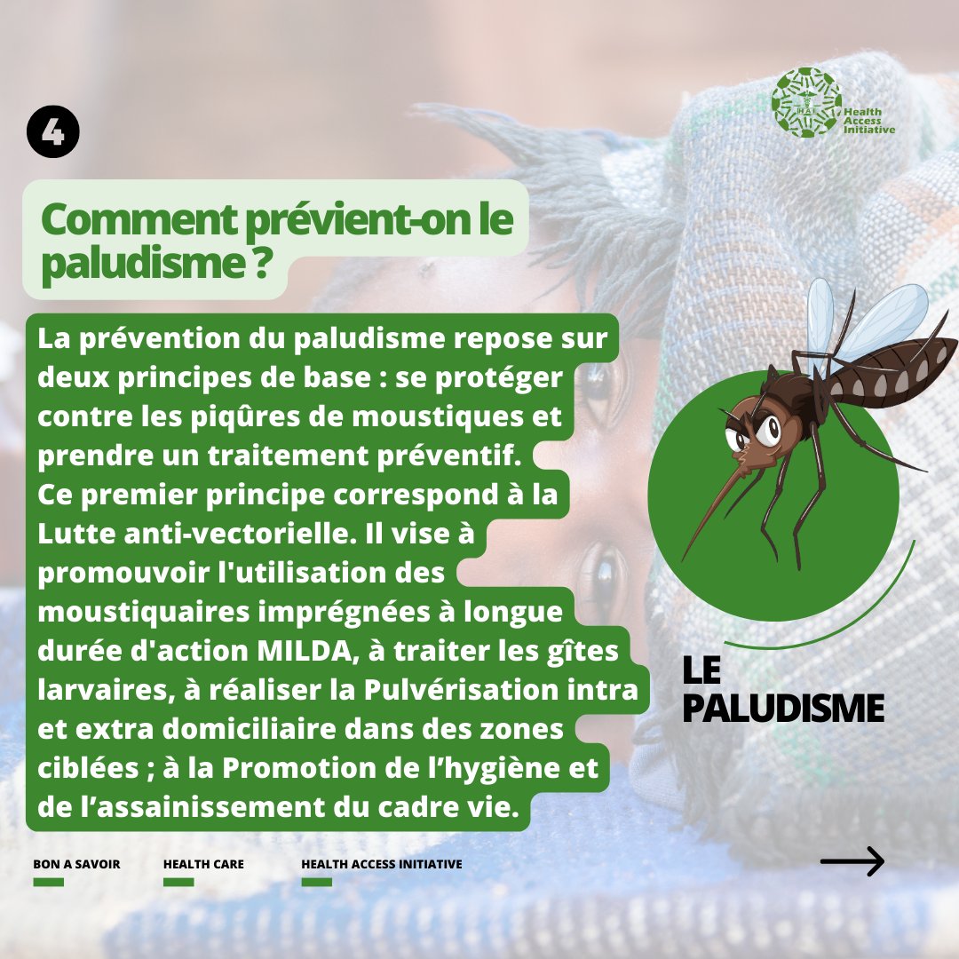 Il existe de #mesurespréventives pour le #paludisme
- usage de #MIILDs, #vêtements protecteurs, insectifuges et produits #répulsifs (éviter la piqûre des🦟femelle anophèle)
- usage des médicaments #chimioprophylaxie

#CombatslepaluetMTN
#TeamImpactOSE
#Impacttacommunautéen25jours