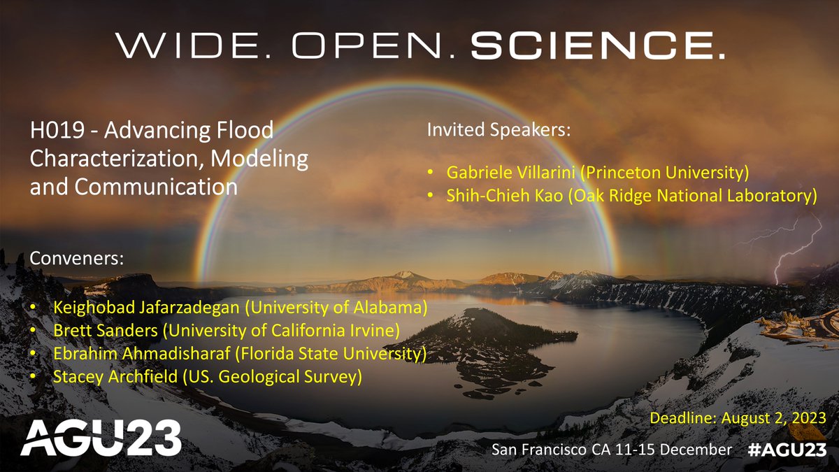 K.J. Jafarzadegan (@kjafarza) on Twitter photo Come and be a part of our #AGU23 session, where we will delve into the most recent findings on floods.
agu.confex.com/agu/fm23/preli…
<a href="/UCIFloodLab/">Brett Sanders</a> <a href="/ahmadisharaf/">Ebrahim Ahmadisharaf</a> @StaceyArchfield Come and be a part of our #AGU23 session, where we will delve into the most recent findings on floods.
agu.confex.com/agu/fm23/preli…
<a href="/UCIFloodLab/">Brett Sanders</a> <a href="/ahmadisharaf/">Ebrahim Ahmadisharaf</a> @StaceyArchfield