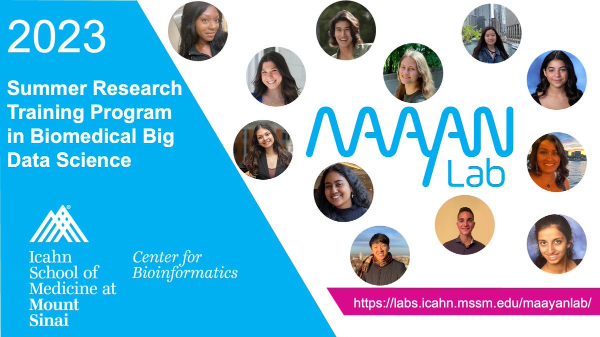 Last month we welcomed the 2023 cohort of 12 talented undergraduates into our lab for 10-weeks as part of our Summer Research Training Program in Biomedical Big #DataScience labs.icahn.mssm.edu/maayanlab/summ…