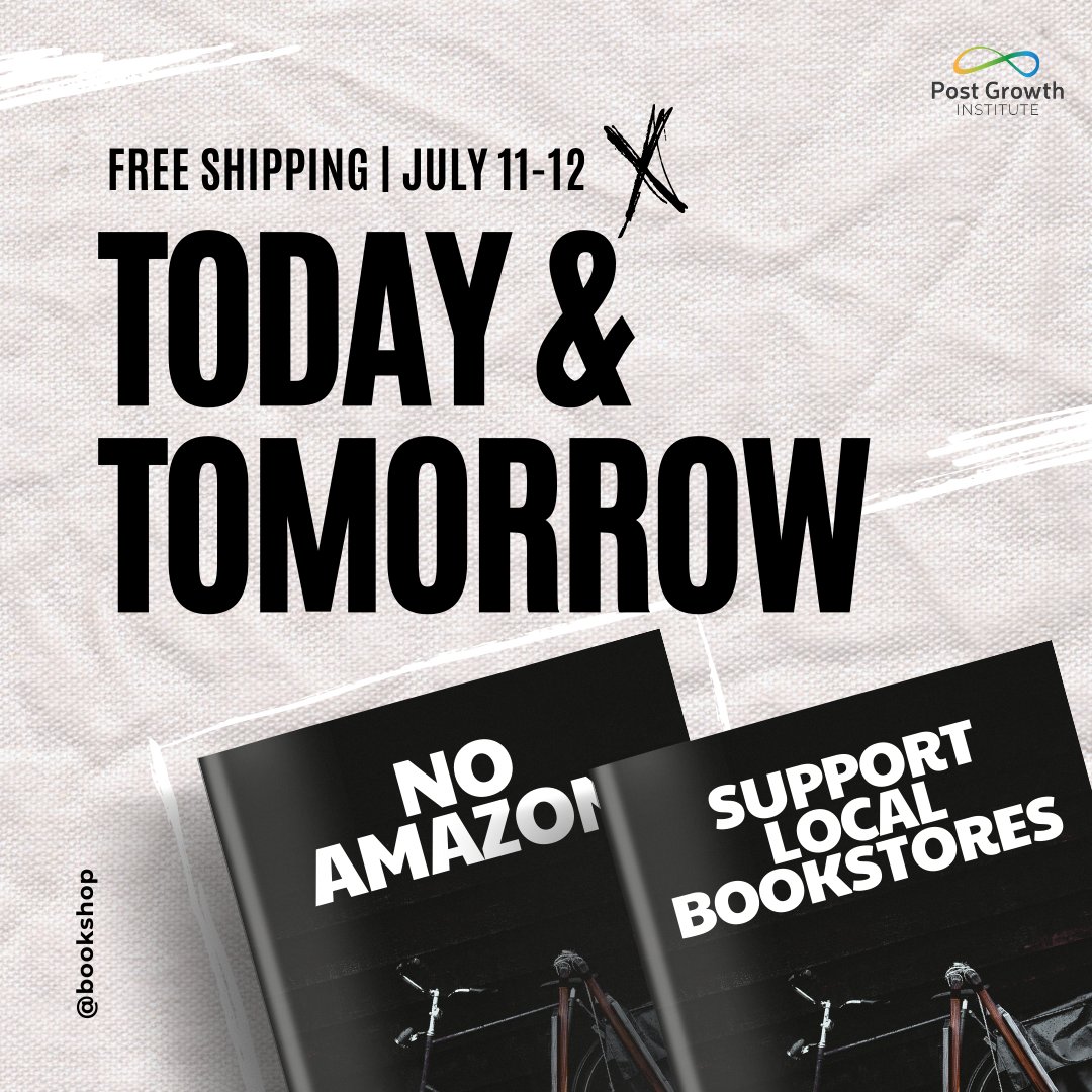 Amazon and its consumerist tactics like #primeday sell at unprofitable prices to drive out competitors, allowing it to have monopolistic control like a 70% market share of book sales. Support #local by shopping #postgrowth + other authors at @Bookshop_Org! bookshop.org/lists/post-gro…
