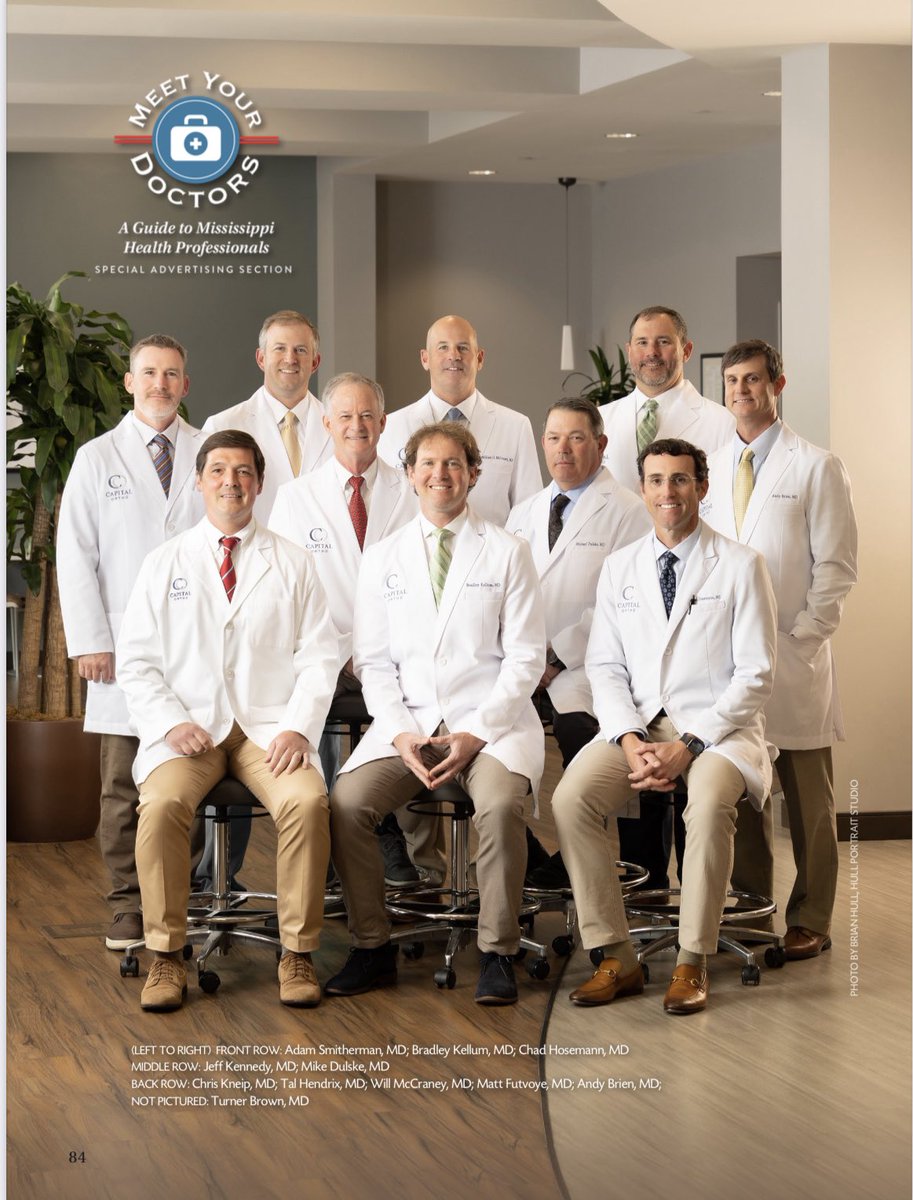 We are so proud to be featured in the “Meet Your Doctors” section of this month’s issue of @mississippimagazine 🩵 make sure to grab your copy of your favorite docs today!

*not pictured but still loved: Dr. Turner Brown 
#meetyourdoctors #mississippimagazine #capitalortho