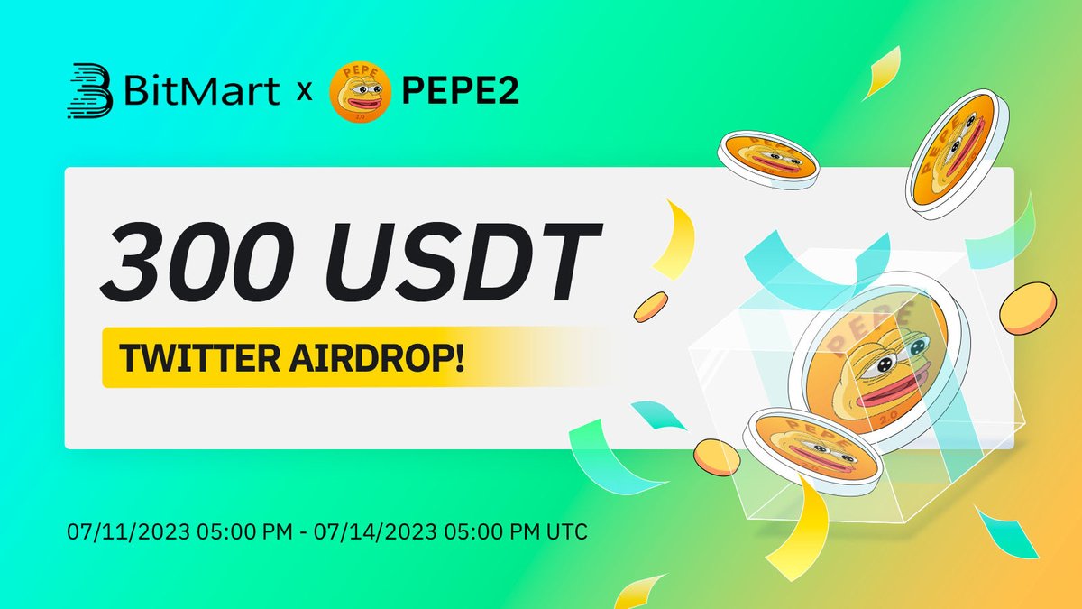 🌟 #BitMart X #PEPE2 #Airdrop 🌟

1⃣Follow <a href="/BitMartExchange/">BitMart</a>
2⃣Join t.me/BitMartExchange 
3⃣RT &amp; Tag 3 frds &amp; Like
4⃣Fill: forms.gle/jznb66ERBTJcMN…

👉Register Now to Trade PEPE2 on BitMart: bitmart.com/en?r=OPS

#BitMart #PEPE2