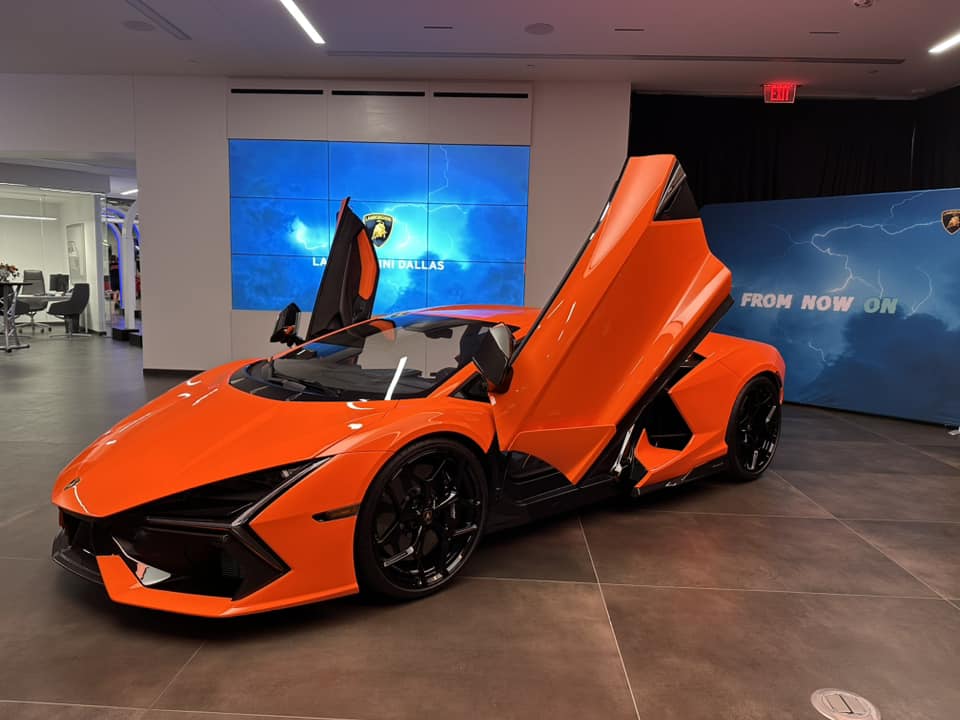 Ken_Ambrose's tweet photo. Last  night’s debut of the new V12 hybrid Lamborghini Revuelto at Lamborghini  Dallas was epic! Proud of our team! Our professional pictures and video  are coming soon. #Lamborghini #Dallas https://t.co/jBcFOQkL0j