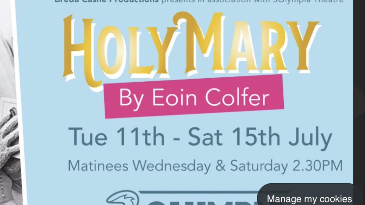 claudia carroll (@carrollclaudia) on Twitter photo Has the pleasure of seeing #holymary <a href="/3olympiatheatre/">3Olympia Theatre</a> and it’s a delight from start to finish…massive congrats to the wonderful cast and to <a href="/BredaCashe/">Breda Cashe</a>. What a joyous night of theatre! <a href="/clelia_murphy/">Clelia Murphy</a> Has the pleasure of seeing #holymary <a href="/3olympiatheatre/">3Olympia Theatre</a> and it’s a delight from start to finish…massive congrats to the wonderful cast and to <a href="/BredaCashe/">Breda Cashe</a>. What a joyous night of theatre! <a href="/clelia_murphy/">Clelia Murphy</a>