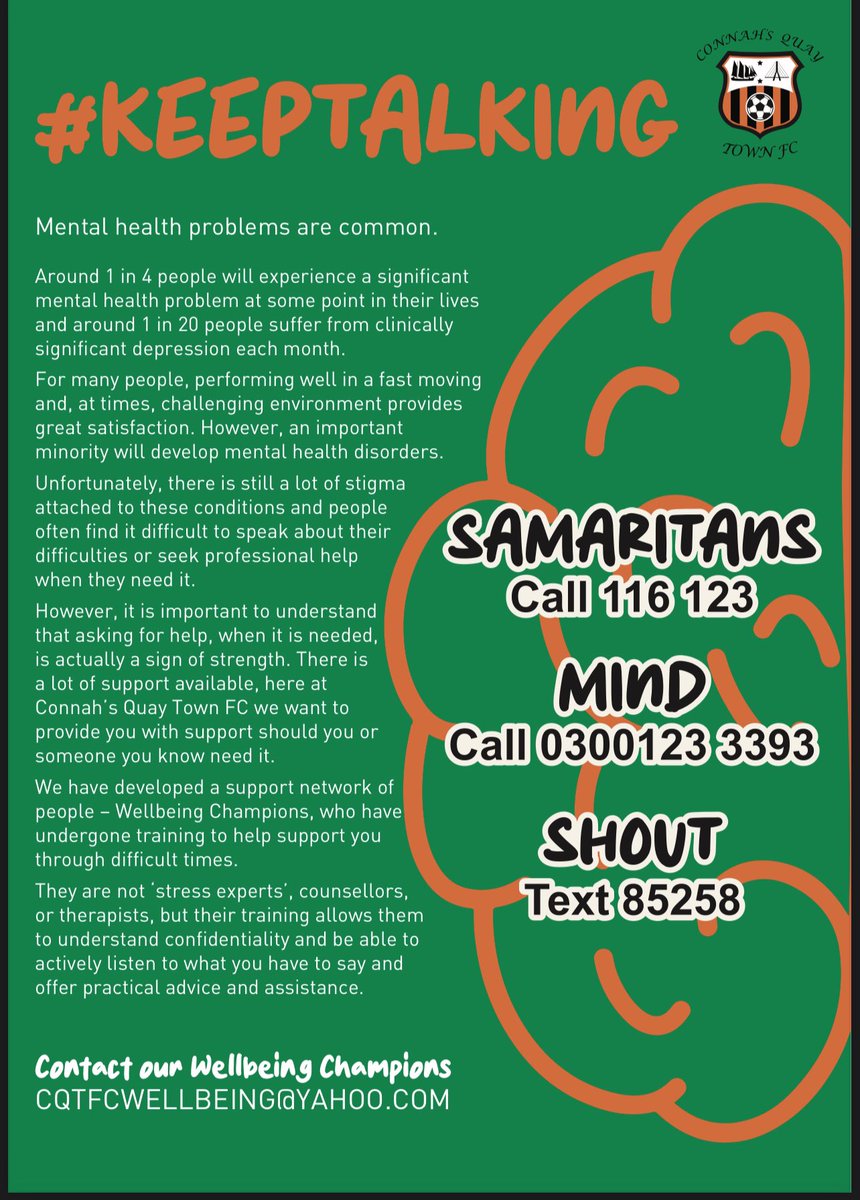 We’re super happy <a href="/TownfcCq/">Connah’s Quay Town Football Club</a> asked us to design and print their leaflet. #mentalhealth