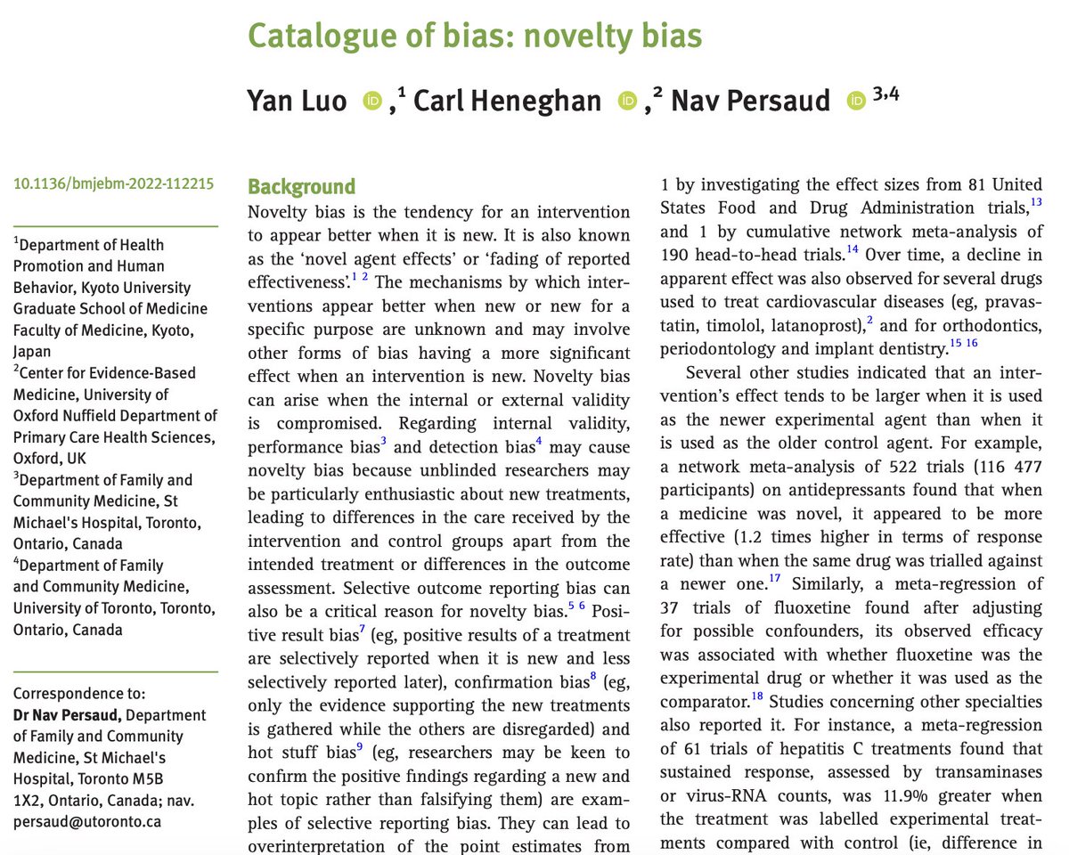 BMJ_EBM's tweet photo. Catalogue of bias: novelty bias

#EBMLearning by @yluo06, @carlheneghan, @NavPersaud

Link: https://t.co/d6f5ypNKoI

Preview: https://t.co/JCy612Aan7