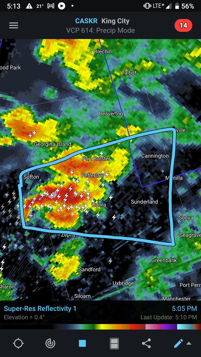 ONTRadarWatch's tweet photo. This cell has started to increase in strength again. #onstorm,#Udora,#Sunderland https://t.co/lO8fBYDAdR