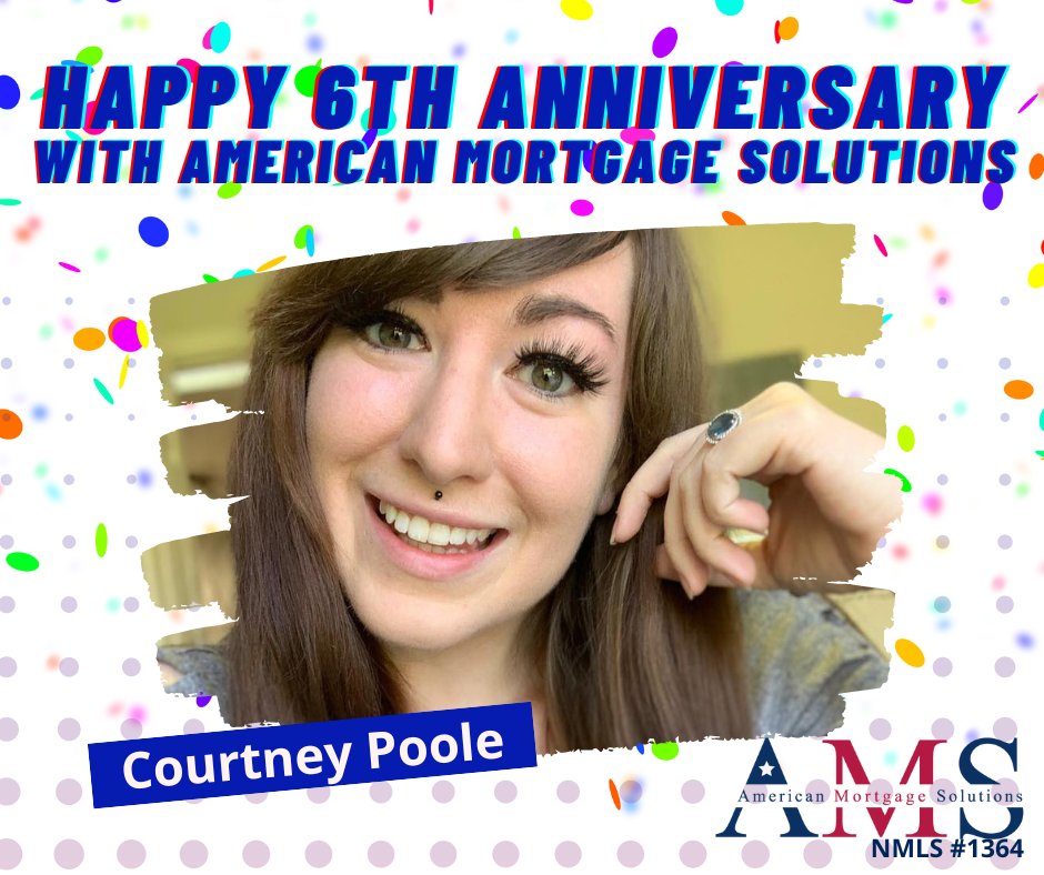Today is our Client Relations Manager - Courtney Allison 6th year anniversary with American Mortgage Solutions. Thank you for your hard work and loyalty with us! We're happy to have you and looking forward to many great years! 🥳

#AmericanMortgageSolutions #mortgageexperts