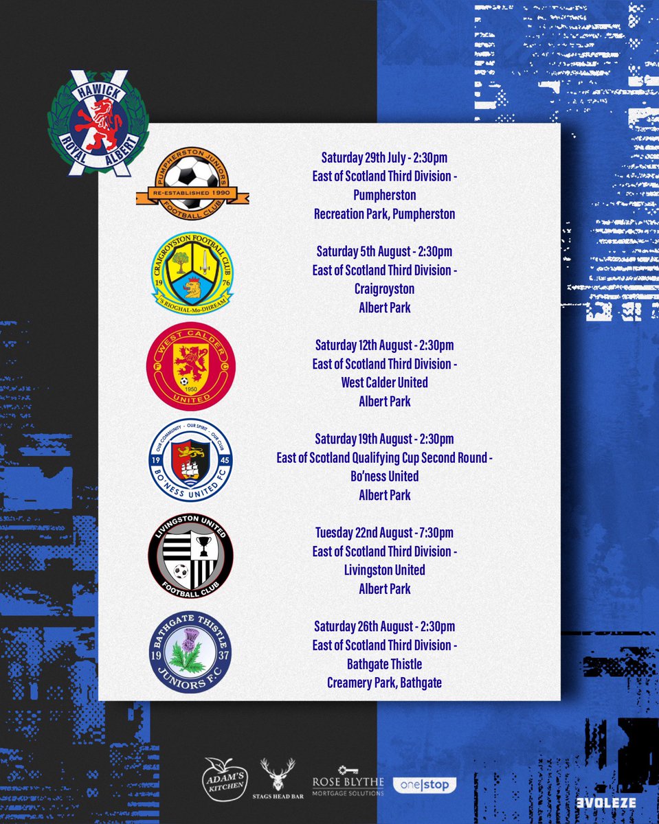 HawickRA's tweet photo. ๐๏ธ | First 6 Matches
#HRA #EastofScotlandLeague #3rdDivision #QualifyingCup https://t.co/jp8KYXRqmj