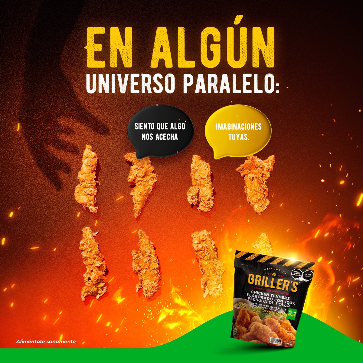 GrillersMexico's tweet image. La realidad es que ninguna #ChickenTender se salva de la sombra del hambre. No la culpamos, su sabor y crujir son una combinación adictiva.

Si no nos crees, búsculas y pruébalas en: grillers.com.mx/donde-comprar/
#Grillers