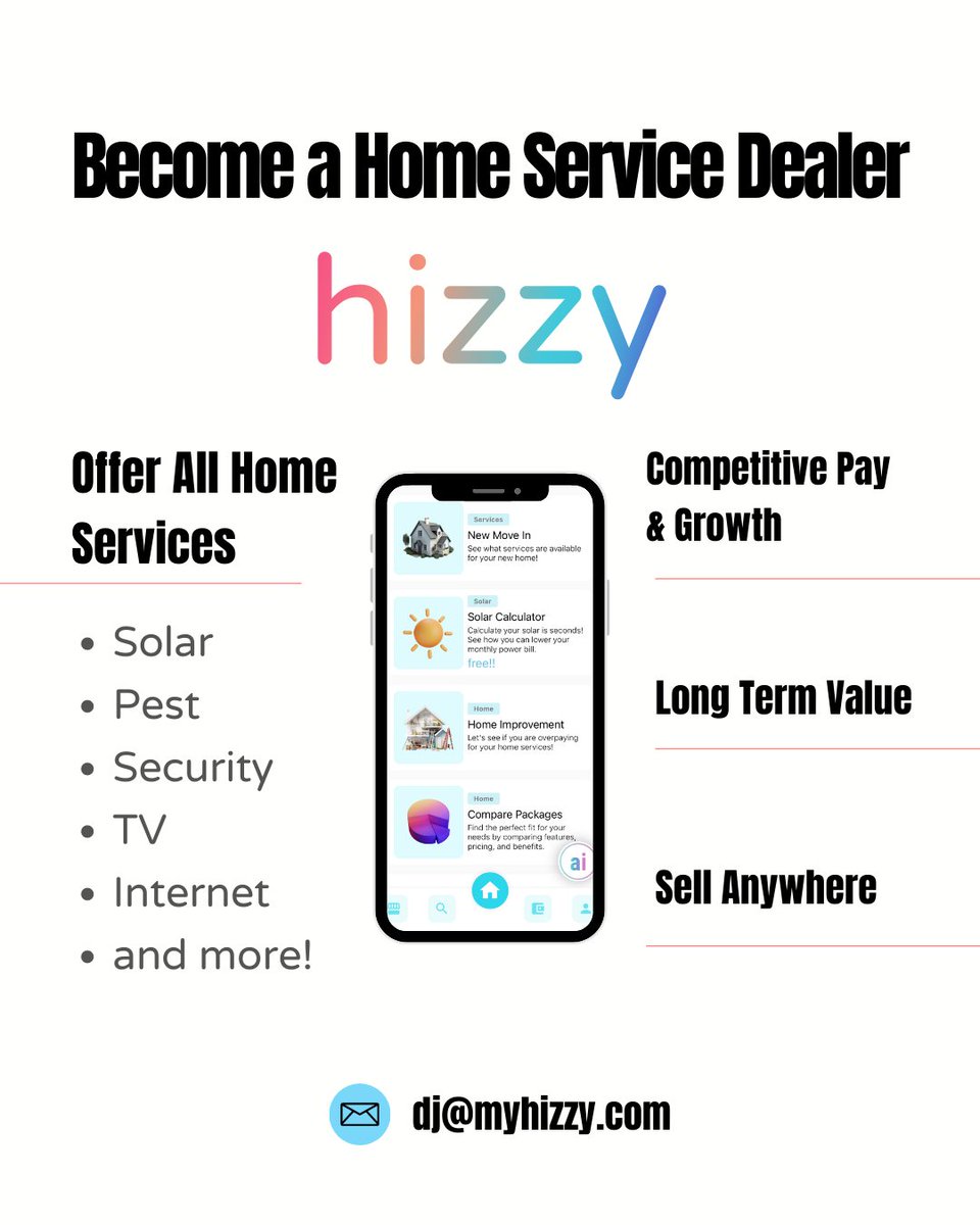 We are looking for sales dealers to work with us at Hizzy! #sales #solarsales #pestcontrolsales #securitysales #app #homeservices