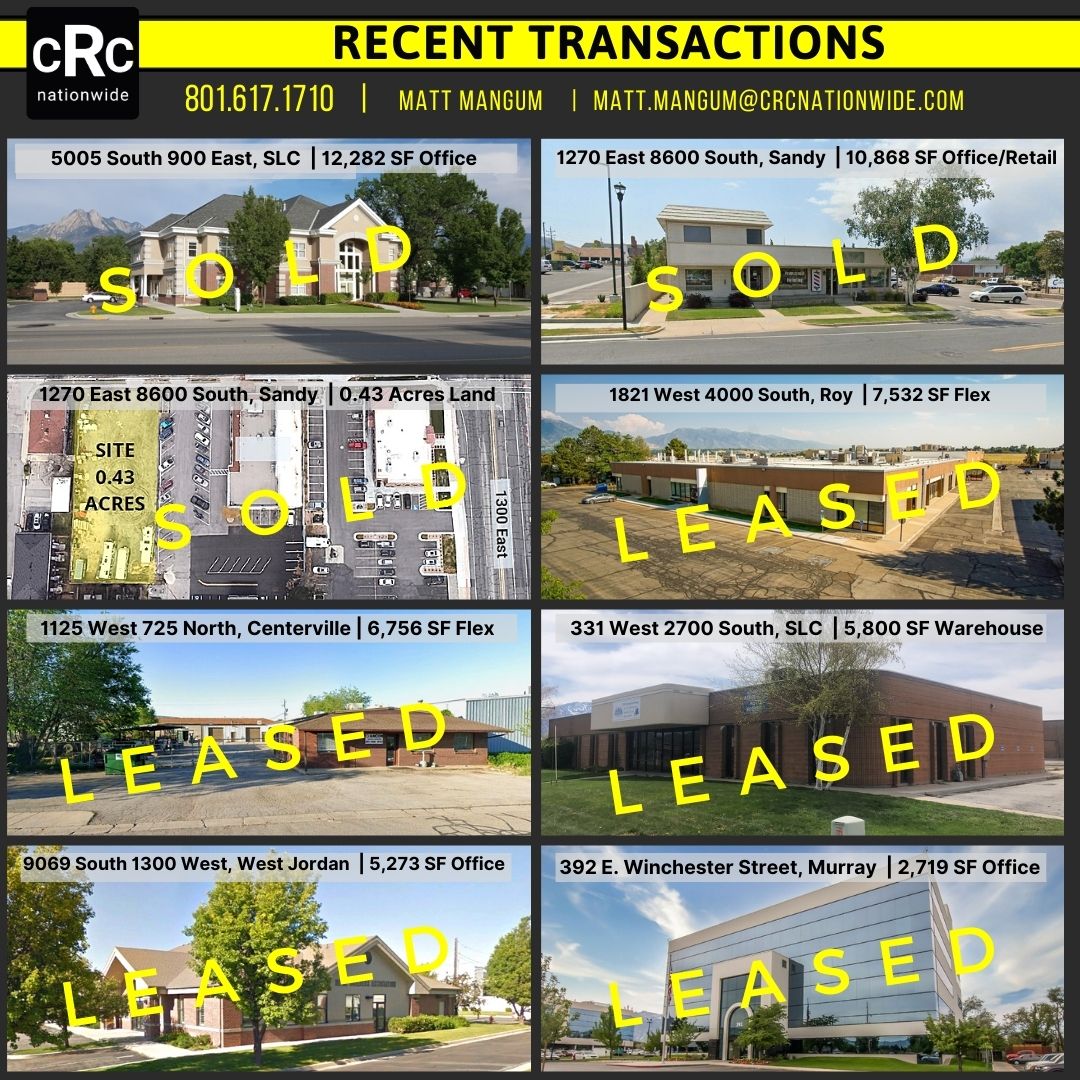 cRcNationwide's tweet photo. #sold #leased #officesold #landsold #flexleased #officeleased #CRE #commercialrealestate #officespace #industrialspace #SaltLakeCityOffice #Royflexspace #Centervilleofficewarehouse #SaltLakeCityWarehouse #MurrayOffice #SandyOffice #SandyRetail #Utahcommercialrealestate https://t.co/4hzgqTZo5K