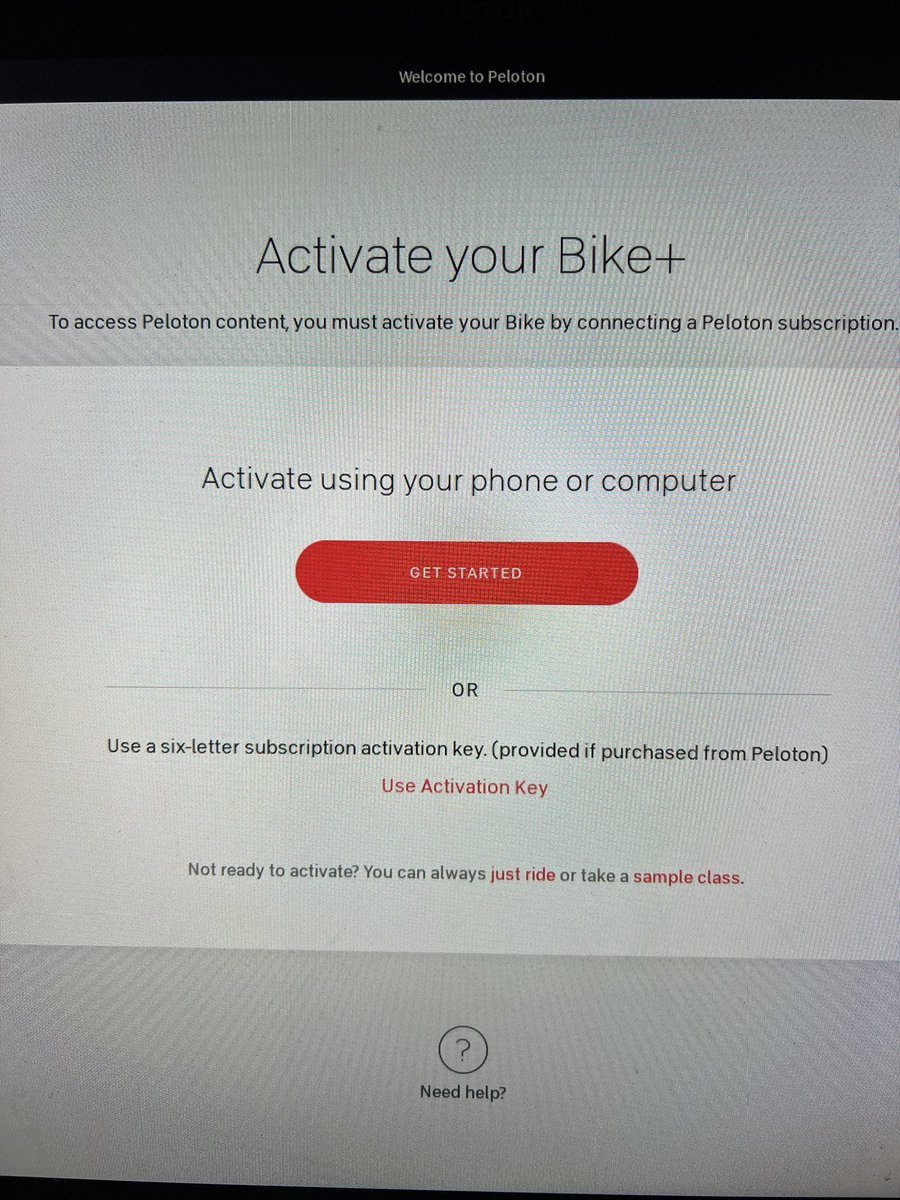 grcisgone's tweet photo. @onepeloton Any ideas as to why I need to enter an activation code on a bike I’ve been riding for 2.5 years? https://t.co/OSNIwi0FoV