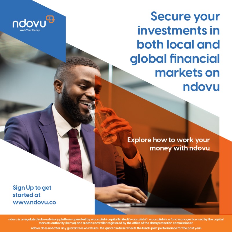 ndovu_wealth's tweet photo. ndovu offers secure access to US-traded securities (funds/ETFs) with as little as Kshs. 5,050. Sign up and make your first investment directly from your MPESA or bank account in just a few minutes!