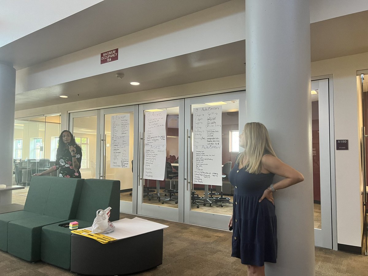 LuckyMcCusker's tweet photo. BAAT (behavior autism assistance team) is in the house!  During SSS Summer Seminar, our BAAT 🦇 presented on positive behavior strategies.  @DVUSD @DrFinchDVUSD @TriciaVGraham https://t.co/H60Re8Nrqa