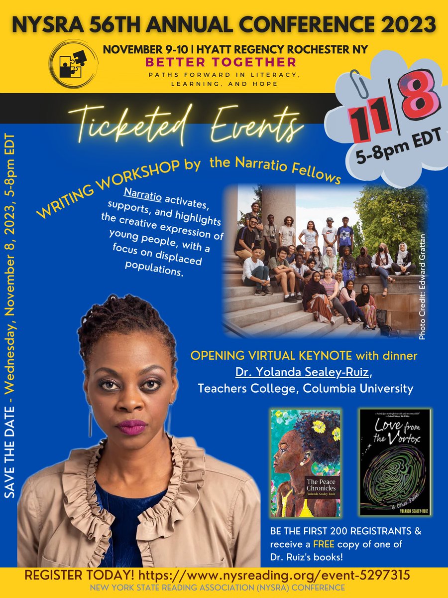 suriati_abas's tweet photo. SAVE THE DATE! Come early and enjoy an amazing  pre-conference session on Wednesday, November 8 from 5 to 8 pm EDT. To register, click here: https://t.co/PtCyvU2Dtg. @nysreading @konewvine @Karis_M_Jones @mhadiganmiller @RuizSealey https://t.co/WIZUstBmtq