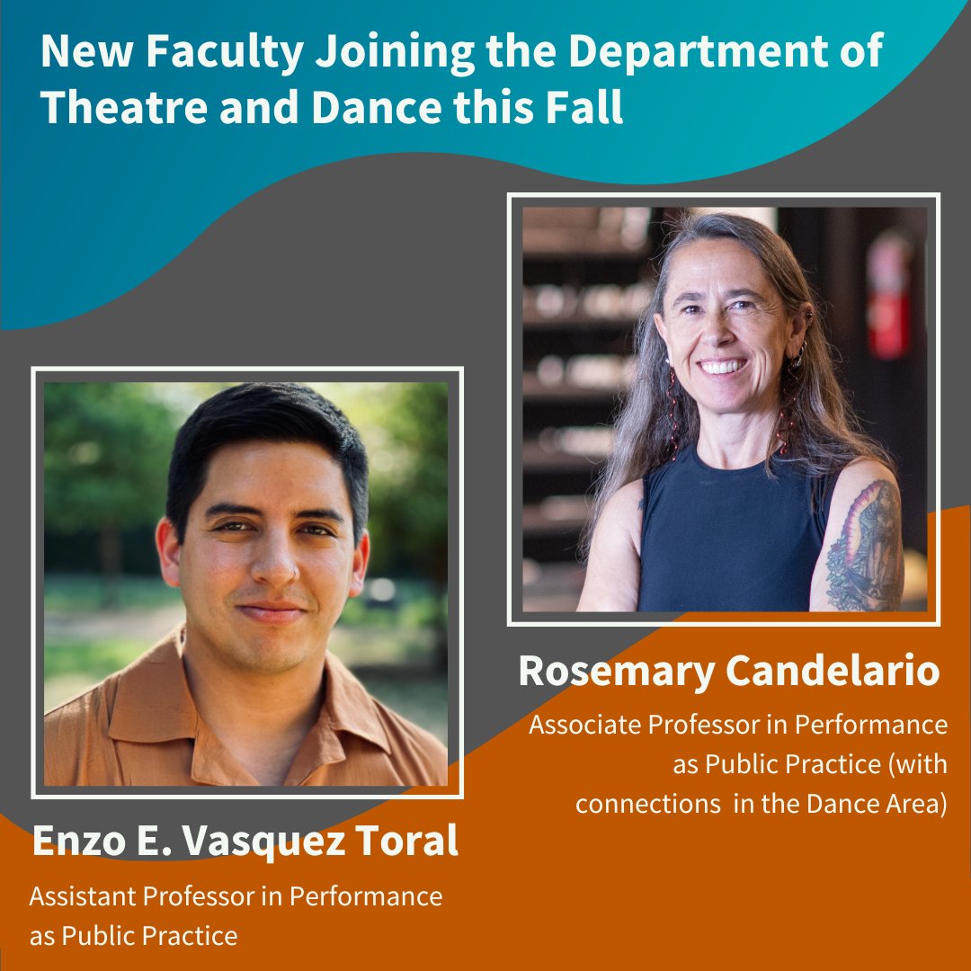 ⭐️ New #UTTADfaculty spotlight ⭐️ Meet new UT Theatre and Dance faculty members Rosemary Candelario and Enzo E. Vasquez Toral. (1/3)