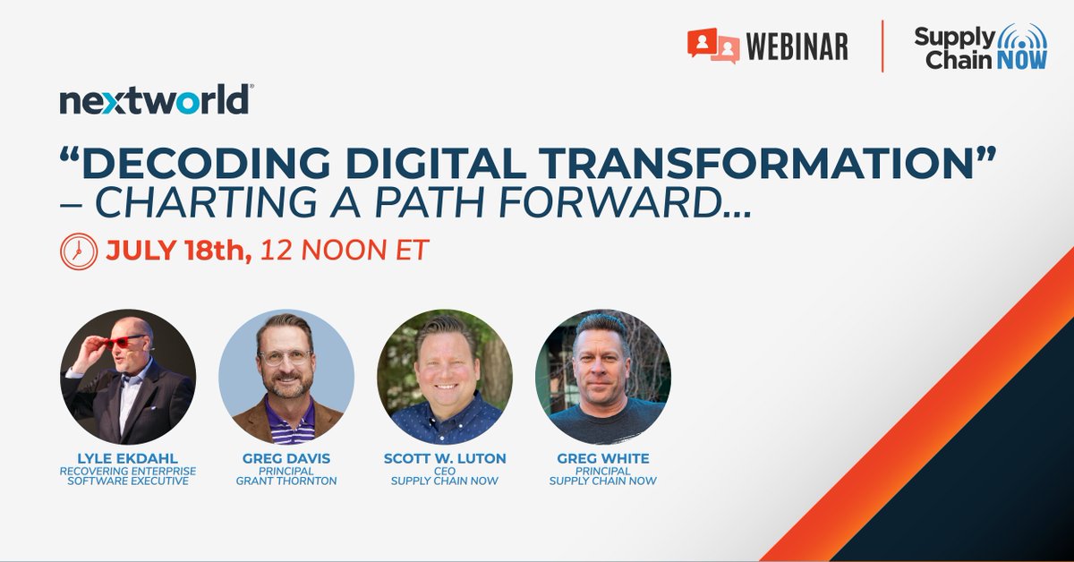 📣 Join us for an exciting discussion on #digitaltransformation! In this webinar, sponsored by <a href="/NextworldInc/">Nextworld</a>, we'll explore how companies can stay competitive in today's marketplace by leveraging an enterprise application platform. 

🔗 Register now: bit.ly/3pOgOjl