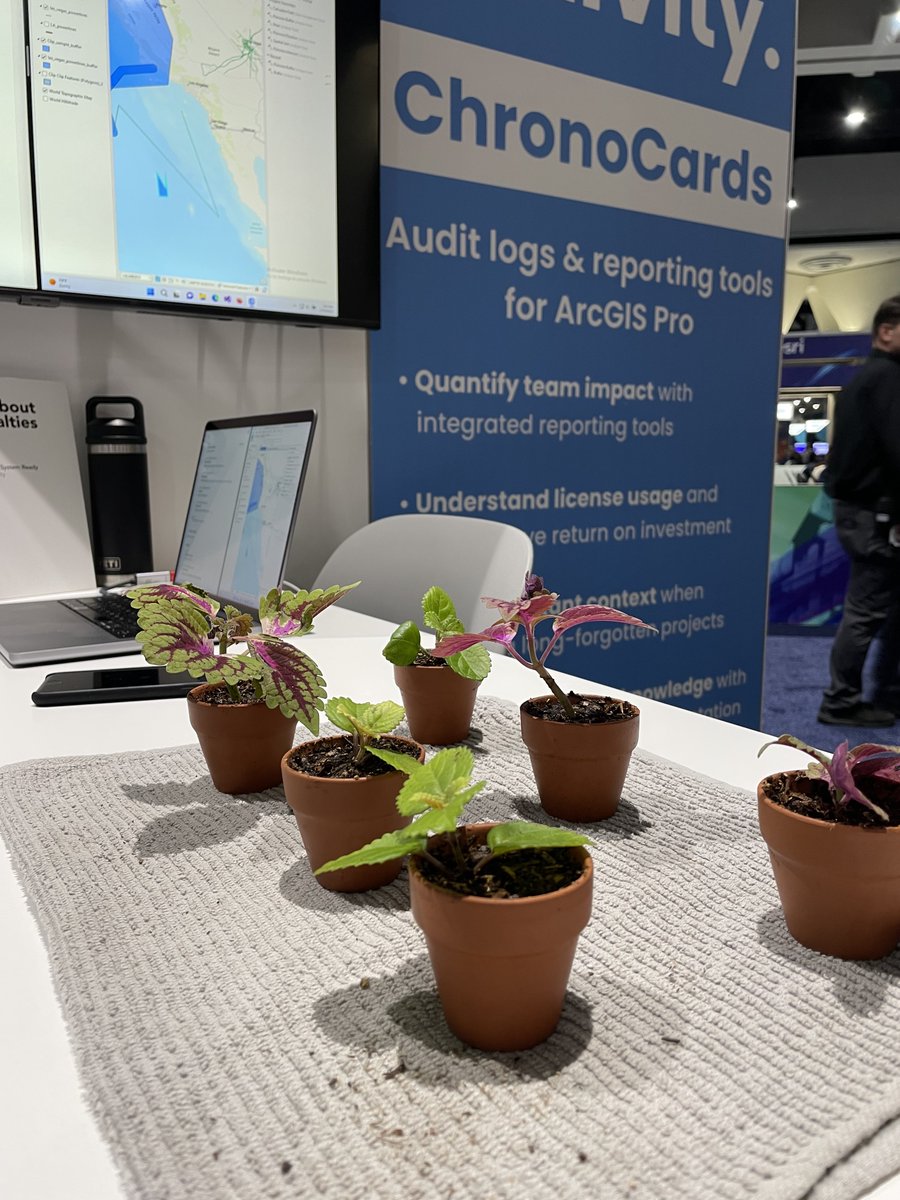 get_ChronoCards's tweet photo. Gotta act fast if you want a desk plant to take home! Supply is running low today! @EsriStartups zone at the @EsriUC, booth Z10.

#esri #EsriUC #EsriUC2023 #arcgis https://t.co/LzsDtcaF9m