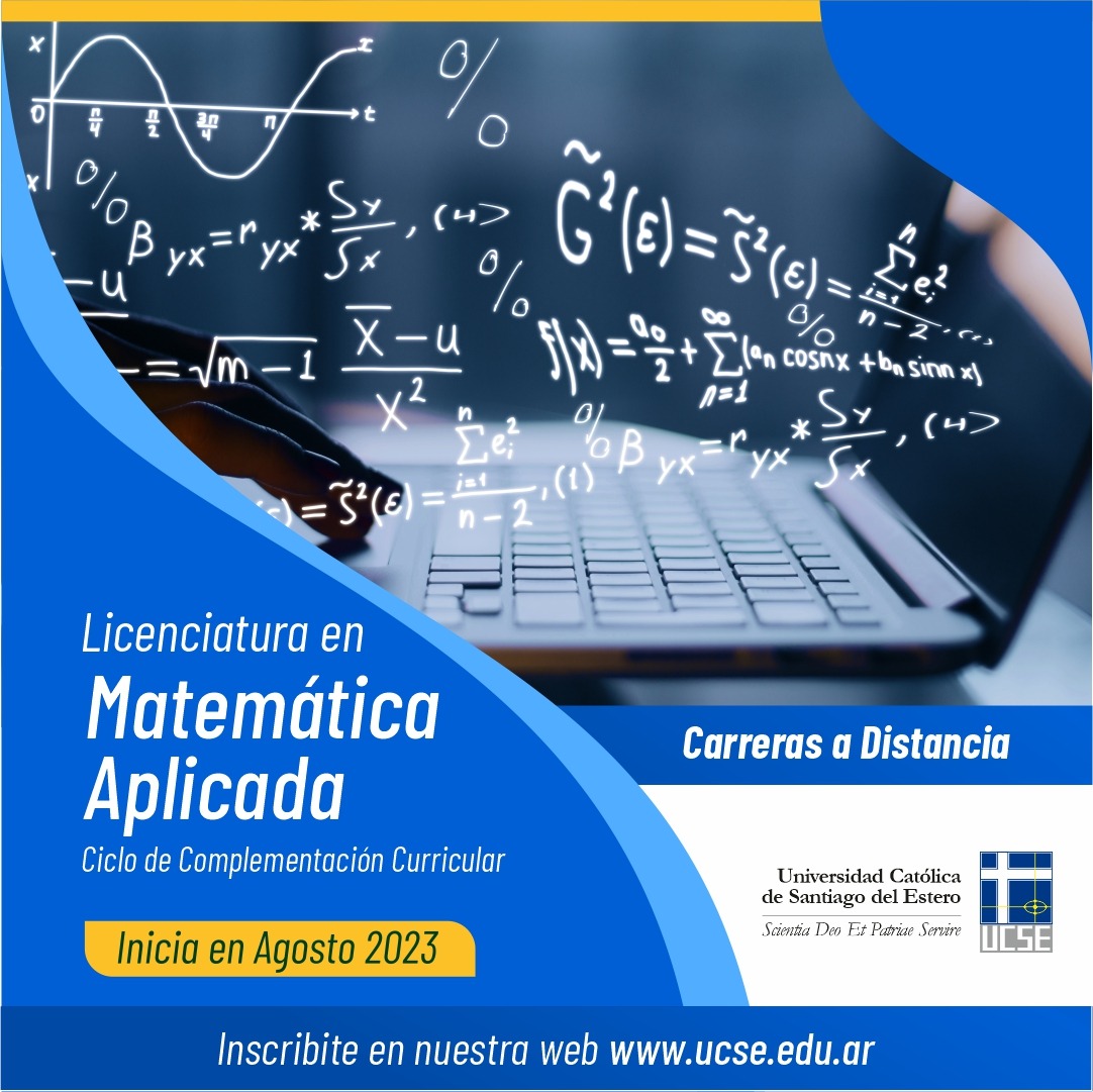 UCSEoficial's tweet photo. 𝙋𝙍𝙊𝙋𝙐𝙀𝙎𝙏𝘼 𝘼𝘾𝘼𝘿𝙀́𝙈𝙄𝘾𝘼 𝟮𝟬𝟮𝟯
¡𝗜𝗡𝗦𝗖𝗥𝗜𝗣𝗖𝗜𝗢𝗡𝗘𝗦 𝗔𝗕𝗜𝗘𝗥𝗧𝗔𝗦!
𝗖𝗔𝗥𝗥𝗘𝗥𝗔 𝗔 𝗗𝗜𝗦𝗧𝗔𝗡𝗖𝗜𝗔.

Lic. en Matemática Aplicada (CCC)   Inicia en 𝘼𝙂𝙊𝙎𝙏𝙊.

👉 Inscribite ingresando a nuestra web 𝘄𝘄𝘄.𝘂𝗰𝘀𝗲.𝗲𝗱𝘂.𝗮𝗿
☎️ 0385-4211777 https://t.co/Cu8JXKBZj9