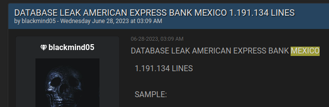 victor_ruiz's tweet photo. ⚠️🇲🇽Alerta por presunta filtración de base de datos de usuarios de American Express México. Tomen sus precauciones. Revisen sus cuentas. Contacten al banco para más información. https://t.co/1ALvyZKMB1