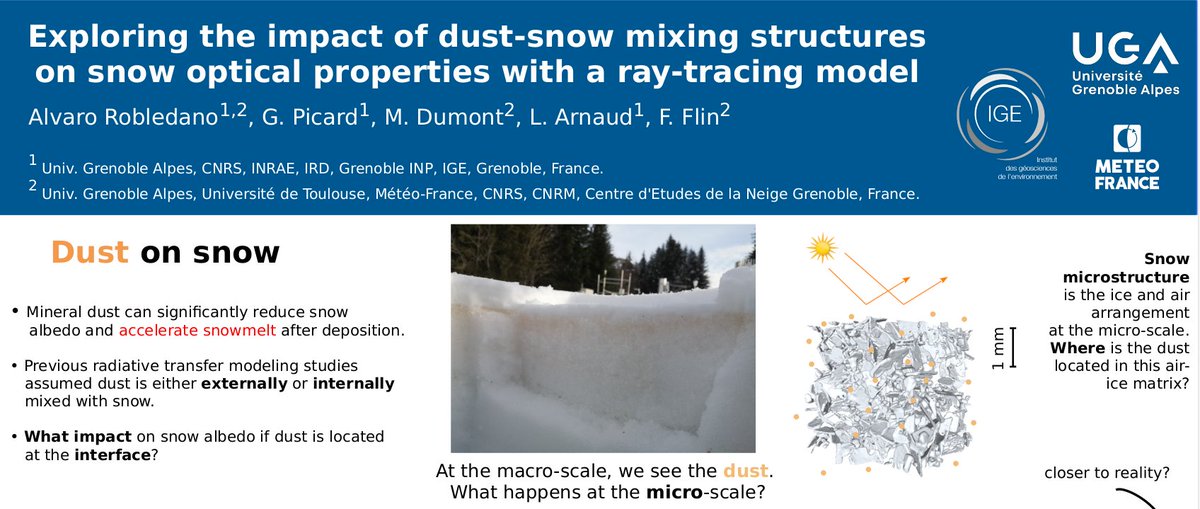 Everything set for #IUGG2023! If you wanna discuss about snow microstructure ❄️🔬 and dust 🏜 come to the poster session tomorrow 17h00-18h30  at Hall B! 😏
