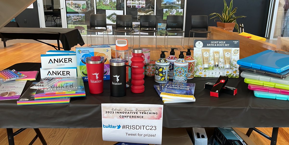 ktbrdn's tweet photo. We are all set for the 2023 Innovative Teaching Conference! All @rockwallschools staff members are welcome to attend and the first 200 get a T-shirt! #RISDITC23 lots of swag and door prizes! @rikkismith https://t.co/XL1PcNsKa3