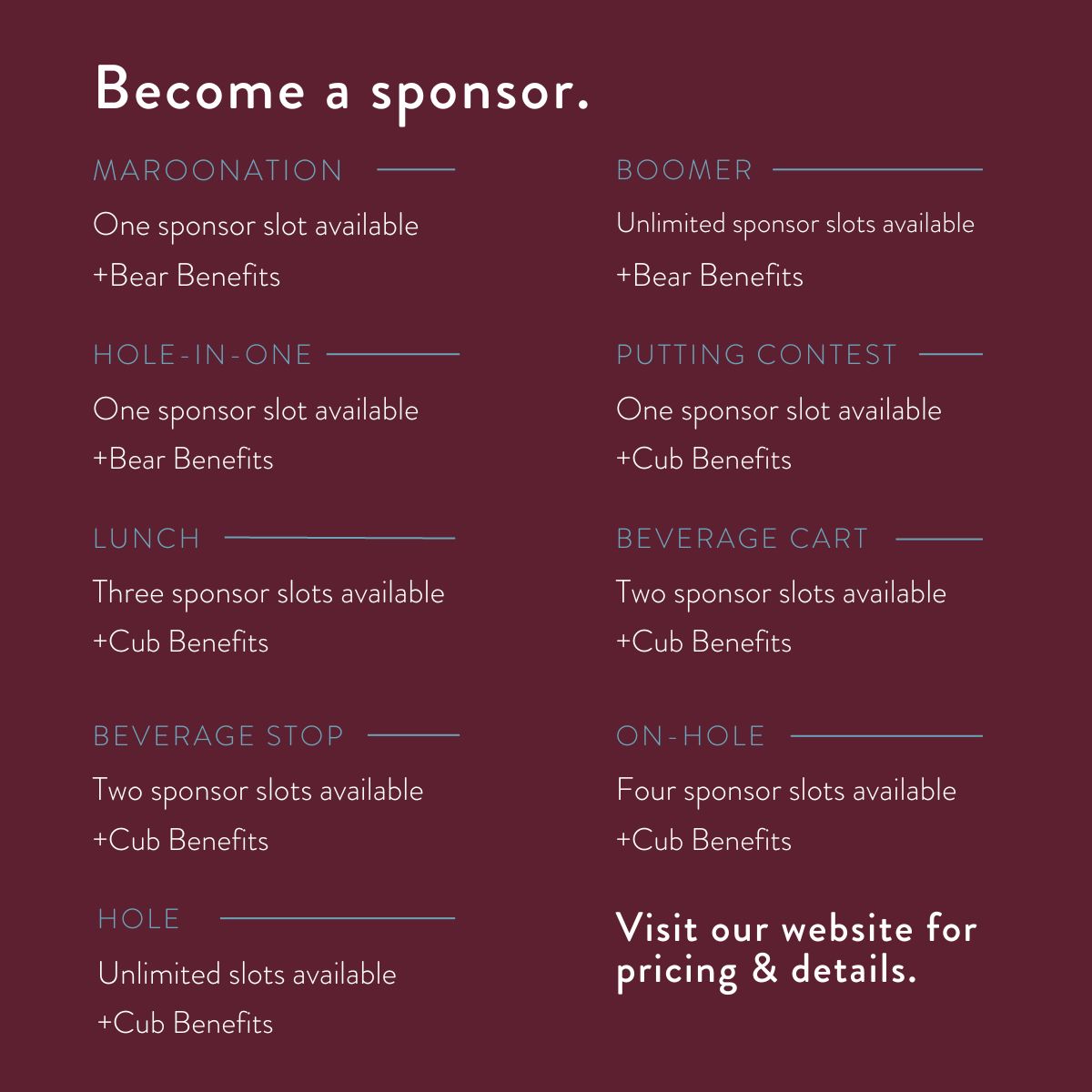 maroonation's tweet photo. Advertise your company and support the St. Louis Alumni Chapter Scholarship Fund by becoming an event sponsor today: https://t.co/o9KbMpNAo5 #STLBears #StLouis #MissouriStateAlumni https://t.co/uYWqBFVi7W