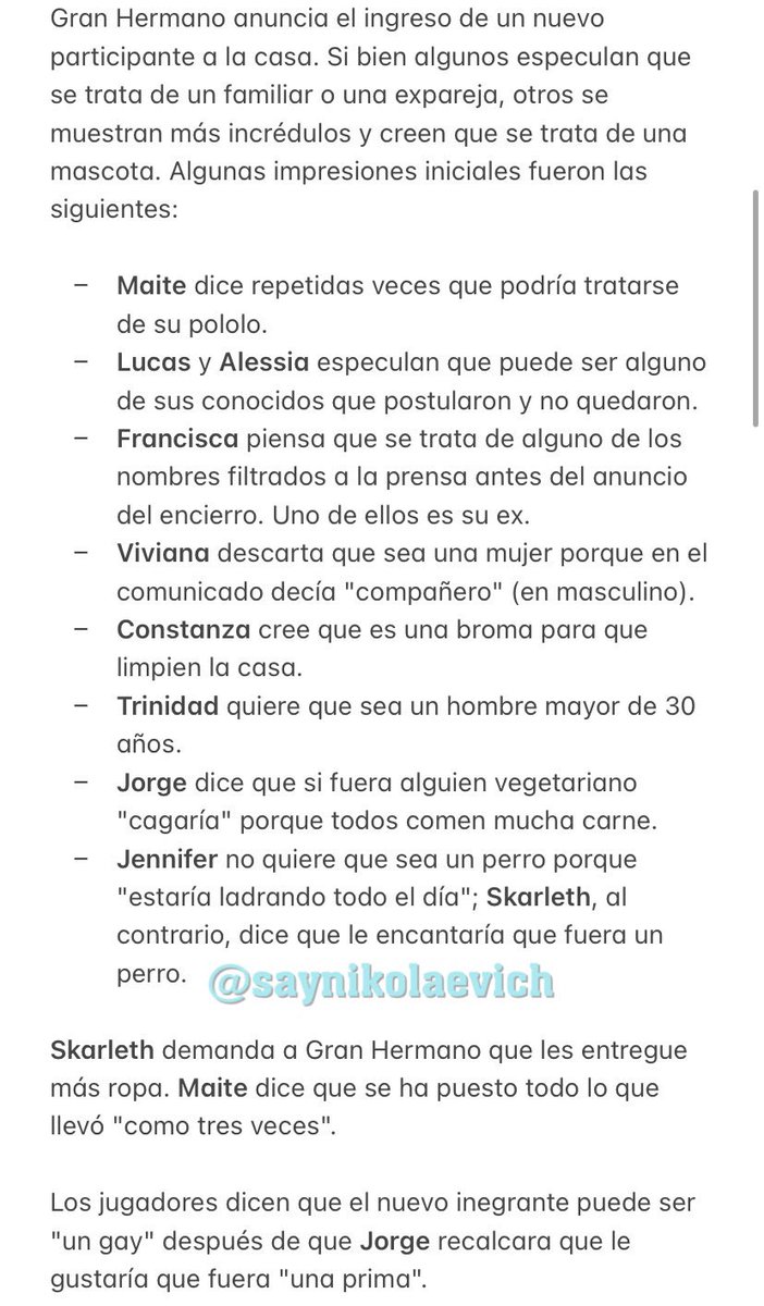 saynikolaevich's tweet photo. RESUMEN LUNES 10 DE JULIO // La llegada de Bigote (o Bigotes ??🐶) remeció la casa y augura generar nuevos conflictos. También se revela una eventual renuncia de Lucas. Detalles acá abajo y en la segunda parte 👇🏻👇🏻👇🏻 #GranhermanoCHV #ResumenGH #GranHermanoChile #GranHermano https://t.co/Cya3wFMVZX