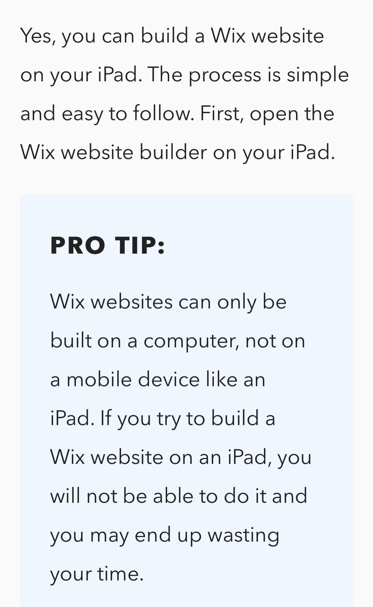 kylemaddock's tweet image. When trying to figure out if I can build a @Wix website using an iPad…

So can I?

I feel like this encapsulates everything on the internet. Whatever you want to believe you will find.