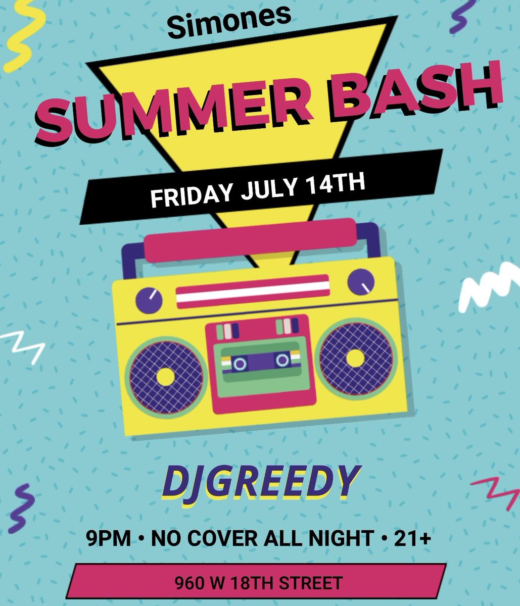 dj_greedy's tweet photo. Summer Bash @simonesbar This Friday 7/14 9pm 960 W 18th St. No cover. 21+ #chicago #pilsen #djgreedy #simonesbar https://t.co/sue9Zy7o5t