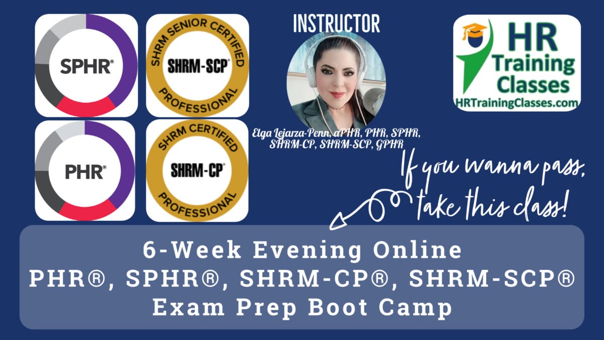 "Wanna pass, take this class!" Are you ready to take the HR Certification Exams? Our Comprehensive Training Solution provides you with everything you need in just six weeks. Join us for a Live 6-Week Evening Online PHR, SPHR, SHRM-CP, SHRM-SCP Exam Prep

hrtrainingclasses.com/6-week-evening…