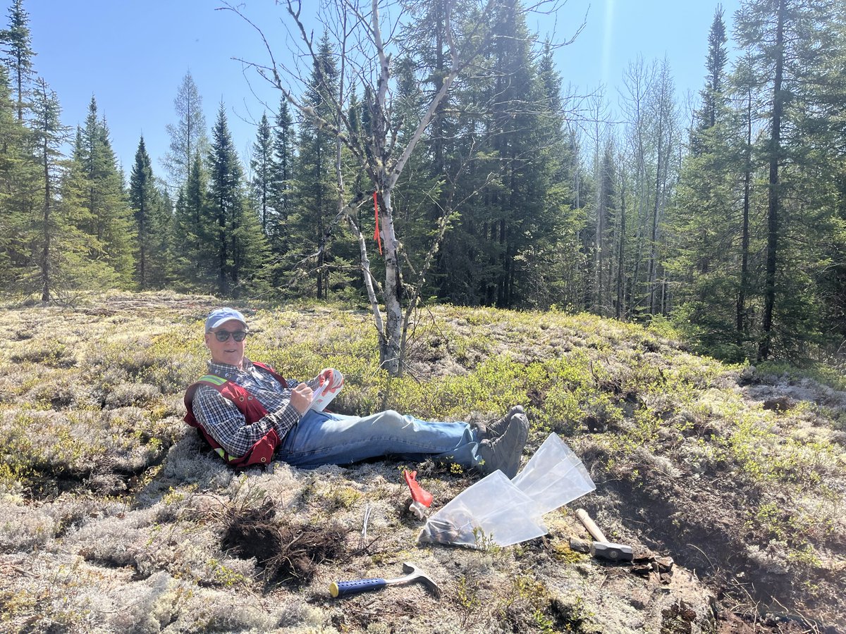 You can learn a lot from experienced geos🤠 In this case Dr. Eric Owens shows the team how to rest your legs after a long day of field work!✨🤓 #FieldWorkTips #RestThoseLegs #Geology #E2Gold
