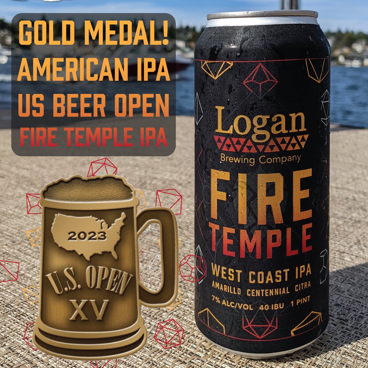 Gold Medal for FIRE TEMPLE IPA!!! Today we got some amazing recognition from @usopenbeerchampionship with a gold medal for our flagship IPA Fire Temple! It won in the American IPA category and we couldn't be more proud! 
#loganbeer #loganbrewing #logantaproom #firetempleipa