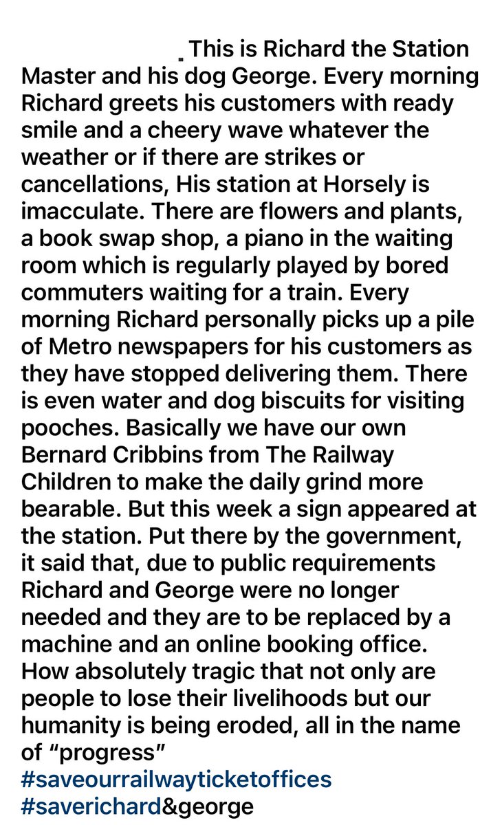 I'm sharing my friend's Instagram post about Richard &amp; George - sadly soon to be replaced by machines. <a href="/RMTunion/">RMT</a>