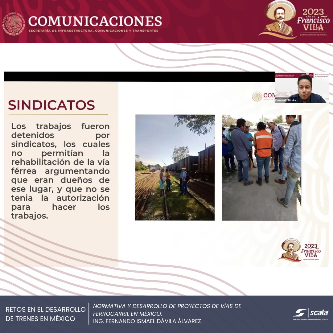 SCALA_SA_de_CV's tweet photo. Continuando con la capacitación de "Retos en el desarrollo de trenes en México" organizada por la @SICTmx, hoy dos colaboradores tuvieron la oportunidad de participar como ponentes, y capacitarnos en el tema de Normativa y Desarrollo de Proyectos de Vías de Ferrocarril en México. https://t.co/iWnpgKsiLa