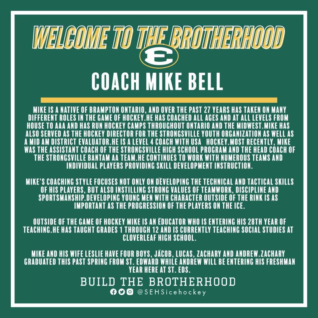 #SEHSIH is honored to introduce &amp; welcome two new members to the coaching staff for the 2023/2024 season! We are excited for Joe Gaudino &amp; Mike Bell to bring their wealth of hockey knowledge to the brotherhood! #BuildTheBrotherhood