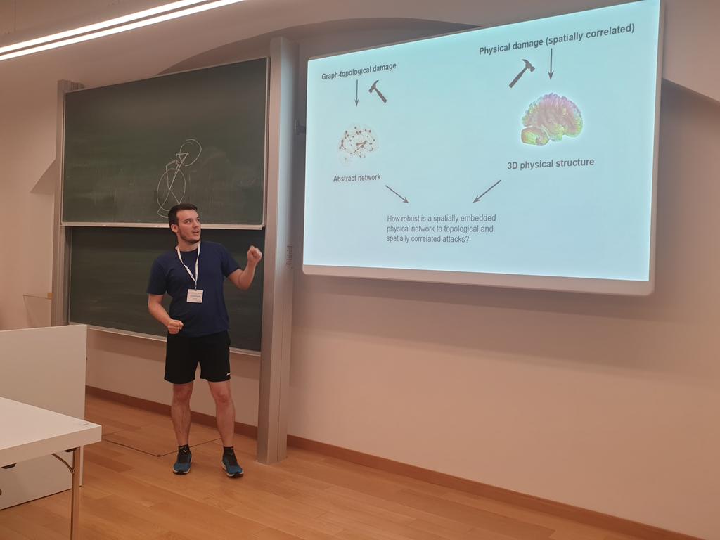 ivanbonamassa's tweet photo. Closing #physnet23 with an exciting talk about the robustness of physical networks by Luka Blagojević! @netsci2023 https://t.co/AzWgPPAkLa