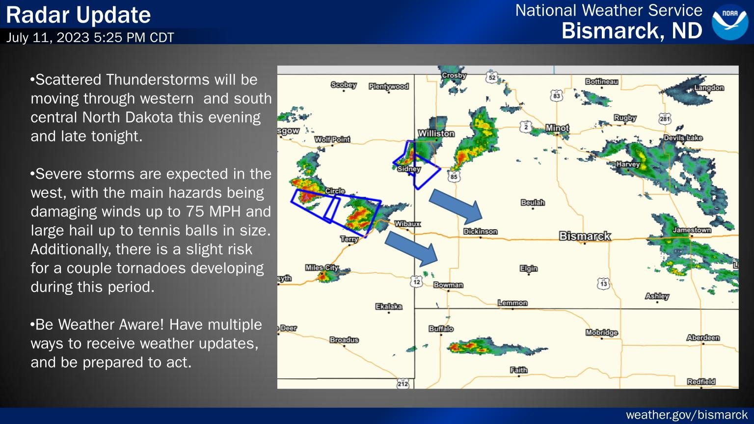 NWS Bismarck on Twitter "(525 PM CDT) Scattered thunderstorms are