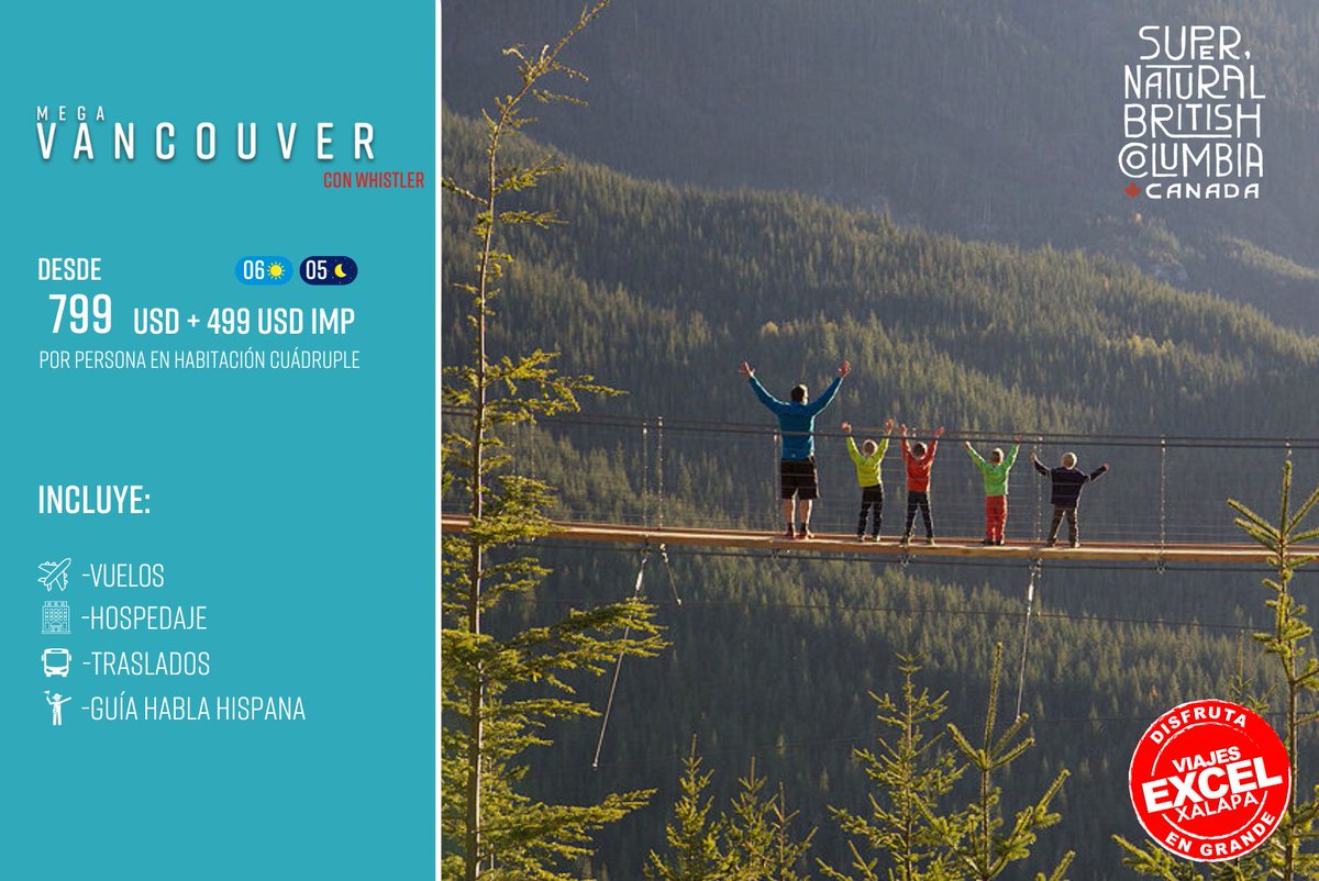 ExcelToursXal's tweet photo. 🇨🇦 Al ver estos paisajes querrás viajar a British Columbia. 😱😍✈
Reserva tu lugar ahora y viaja a nuestro programa Mega #Vancouver con Whistler 🍁
+INFO: https://t.co/18eQYZL3Rz
#Viajes #Canada #Xalapa #Veracruz #Coatepec #BritishColumbia #Supernatural #Whistler #ExcelTours https://t.co/rG2koQFmEf