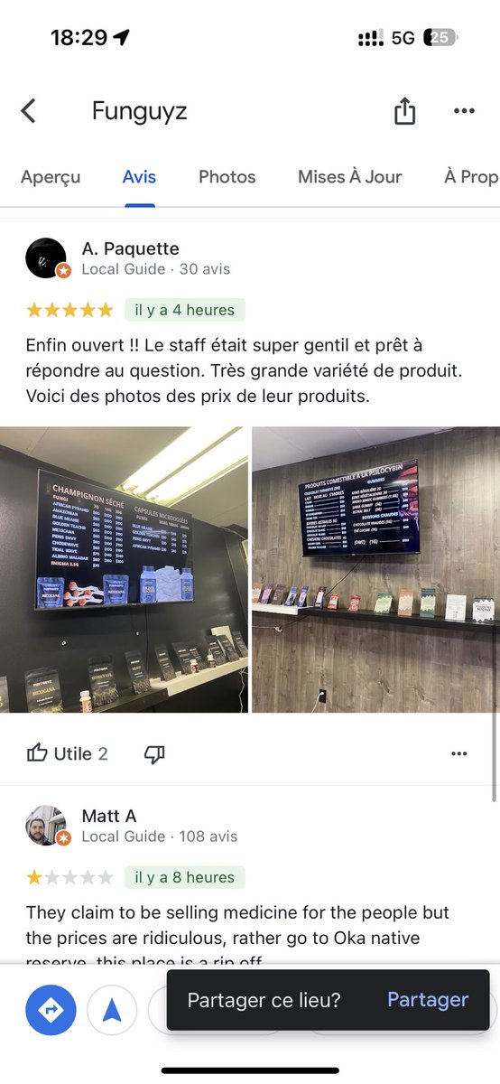FreshMaite's tweet image. Les internautes soutiennent #FunGuyz  à Montréal dans les avis Google maps de la boutique ! 

#magicmushroom #champignonmagique #montreal #quebec #psylocibine