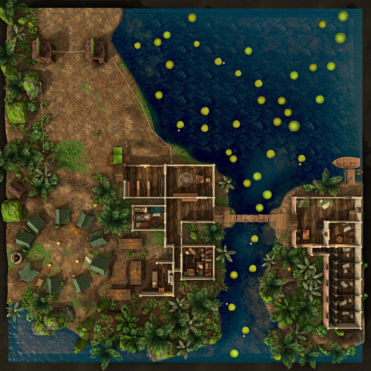 Just finished a pretty rad map on @DungeonAlchemi1 for my upcoming campaign with my players. Definitely looking forward to more modern (less DnD) assets since my game is set in 1960s, but I think I did a good job with an island prison garrison in Peru. https://t.co/9pJS35GB8f