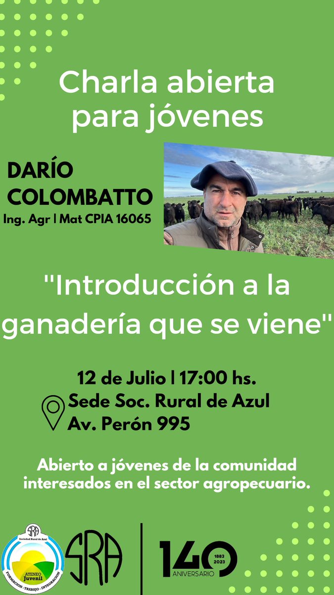 Los invitamos a todos éste Miércoles 12 de Julio en la sede de la sociedad rural de Azul