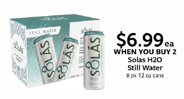 SolasH2O's tweet photo. Have you checked out @Fareway_Stores' new monthly ad? #solash2o is one of July's specials! Now through July 29th, 8-packs of Sólás H2O are $6.99 each when you buy 2. What a deal!
5% of gross profits from the sale of each can are donated to @MakeAWish_Iowa. https://t.co/lyfL0CieAB