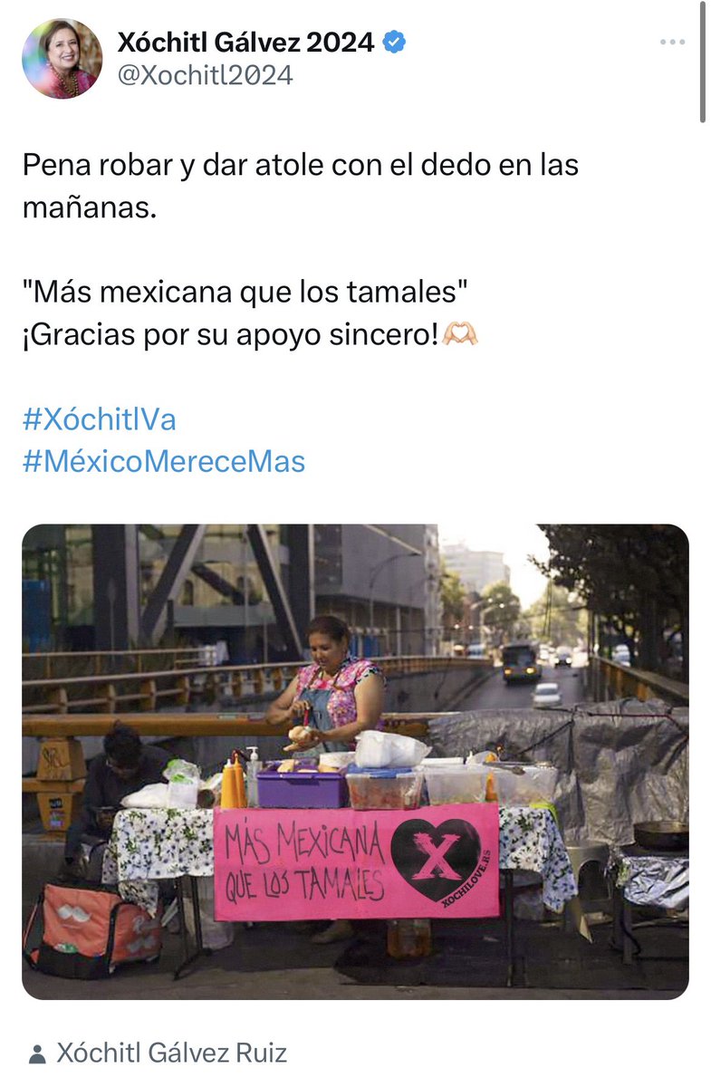 adituzita's tweet photo. “Pena robar y dar atole con el dedo en las mañanas”, dice esta cuenta de la campaña de @XochitlGalvez 

La fotógrafa y documentalista @MonicaGIslas denuncia que no solo robó su foto, sino la alteró. 👇🏼 https://t.co/SA6JU0uhRD