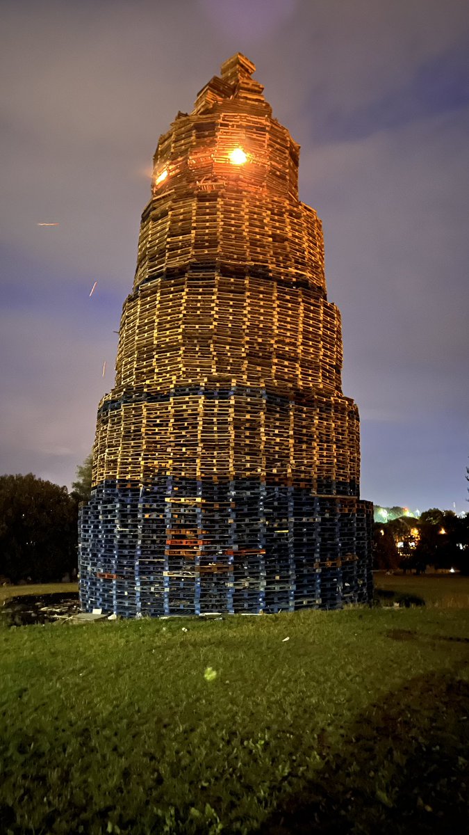 Kscott_94's tweet photo. I’m here at Kilcooley in Bangor where no flags or emblems have been placed on the bonfire here. 

Community leaders here telling us that they have made an active decision to make this as “welcoming as possible for all communities” @BelTel https://t.co/hd5GCV09SV