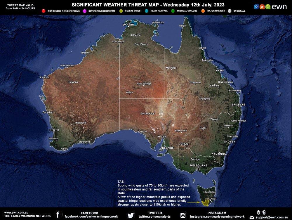 National Weather Threat Map 12 July: #TAS ewn.com.au/info/significa…