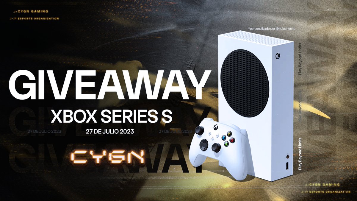 CYGNGaming's tweet photo. Unete a el lanzamiento de nuestra marca con un GIVEAWAY DE UN XBOX SERIES S 🎮
Personalizado por https://t.co/FWFz781MN1 🎨👨‍🎨

Pasos a seguir:
- LIKE & RETWEET
- Menciona a dos amigos en los comentarios.
- Siguenos en Twitter y en Instagram: @cygn.gaming

Fecha limite: 26 de julio
Ganador se anuncia el 27 de julio 5:00 P.M.
(El ganador recibirá un correo)

El sorteo será llevado con la plataforma App Sorteos (https://t.co/Clf3P8e0Py)

#PlayBeyondLimits
#CYGNnews

#Gamer #esposrts #valorant #callofduty #gamerforlife #giveaway #mexico #art  #follow #style #artist #drawing