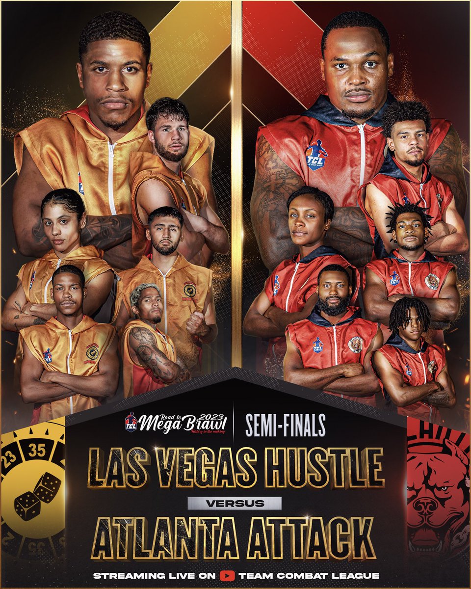 tblboxing's tweet image. OUR FIRST SEMI-FINALS MATCHUP: First Seed Atlanta Attack takes on Fourth Seed Las Vegas Hustle! 
#TeamCombatLeague #TCLMegaBrawl #BoxItOut